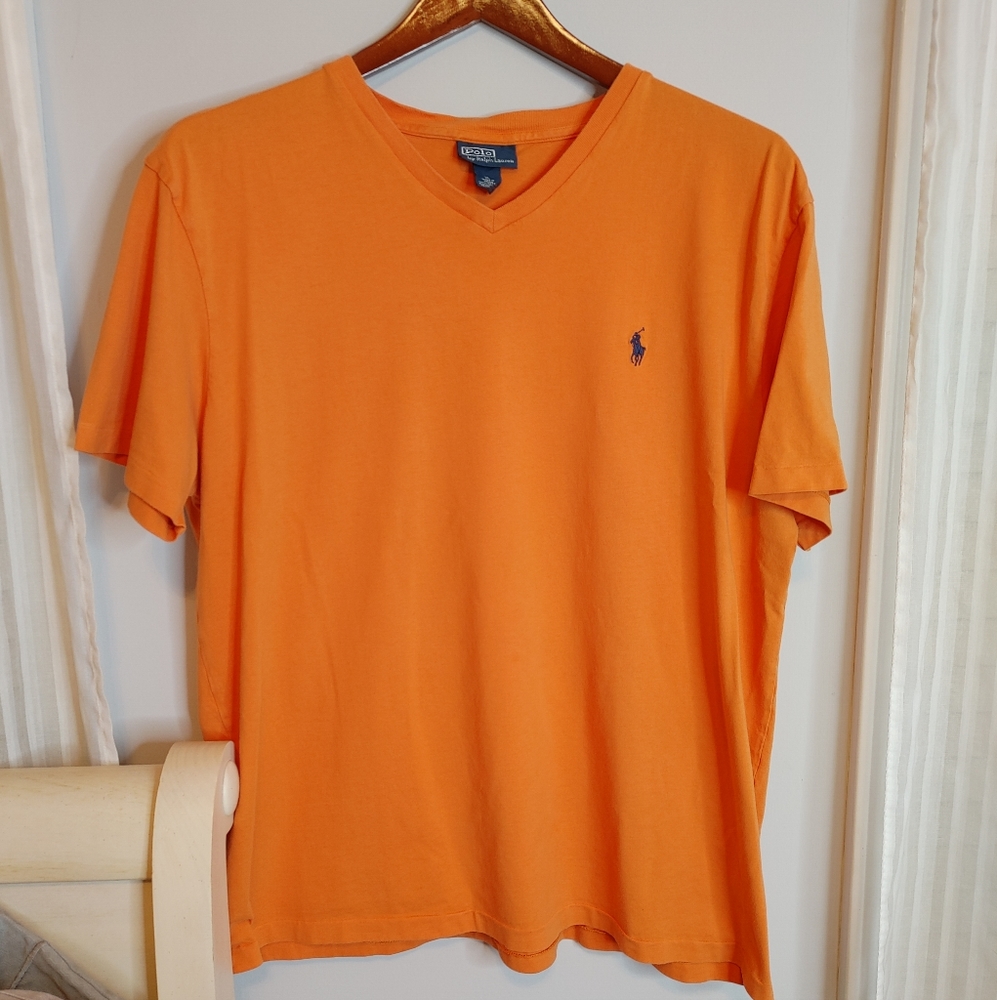POLO BY RALPH LAUREN Classic Fit Cotton V-Neck T-Shirt, LifeBoat Orange XL - Picture 3 of 9
